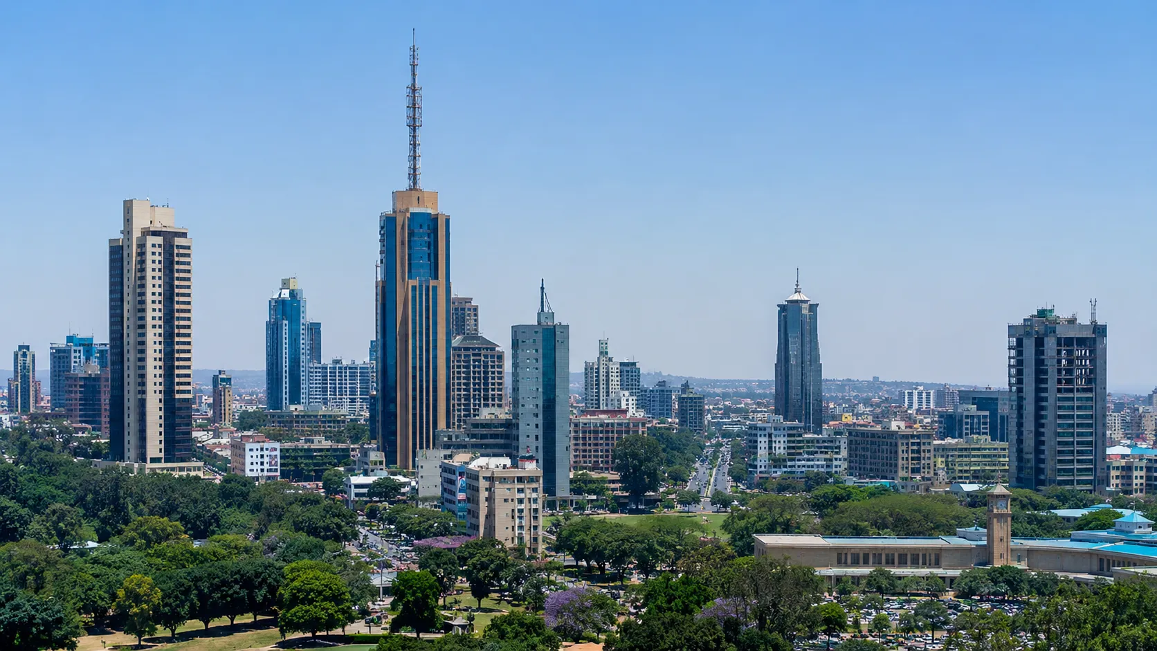 Modern city skyline and office developments in Africa